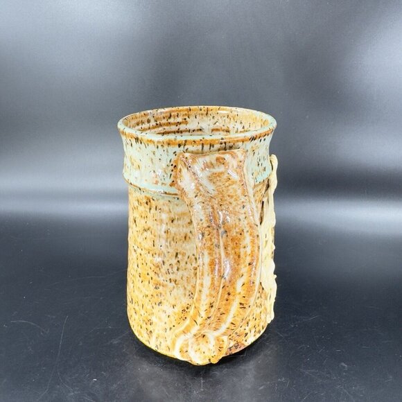 Hand Made Stoneware Pottery Coffee Mug Cup Unicorn Horse Raised Mug Brown VTG - Picture 15 of 16